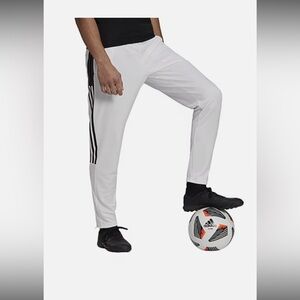 Adidas young boy White Joggers with Black Stripes